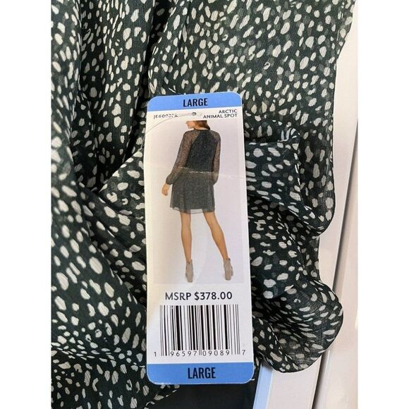 Joie Limited Edition Green Arctic Animal Spot Balloon Sleeve Dress LARGE NEW - Picture 8 of 11